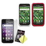 Two Silicone Cases / Skins / Covers (White, Red) & LCD Screen Guard / Prote ....