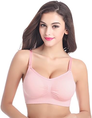 Vansiter Women's Maternity Seamless Sleep Nursing Bra for Breastfeeding Pink XL