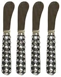 Decorative Pate Knife with Wooden Handle Metal Stud Decorated Set of Four