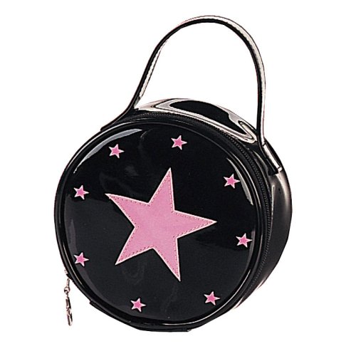 Black Purse Patent Makeup Bag Round Pink Star Pleaser