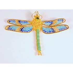 Vermeil, Plique a Jour Dragonfly Pin with Adventurine, Peridot and Freshwater... by Museum Collections