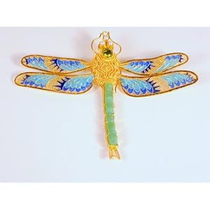 Vermeil, Plique a Jour Dragonfly Pin with Adventurine, Peridot and Freshwater... by 