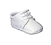 Baby Boys All White Genuine Leather Saddle Oxford Crib Shoe with Perforations - 2
