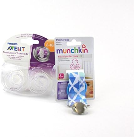 Orthodontic Pacifier 6 Months Plus with Clip Holder Set for Baby Toddler 3 pc. Value Pack Bundle