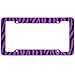 OxGord 1pc Plastic License Plate Frame with ZebraTiger Stripes, Purple Black