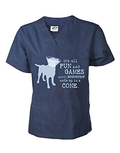 Dog is Good Unisex "Fun and Games" Scrub Top, Navy
