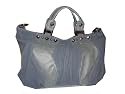 Karen Slate Blue Suede and Leather Studed Tote Shoulder or Acrossbody Bag -- SwankySwans