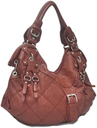 Big Hobo: Double Side Zip NYC Designer HOBO Fashion shoulder purse for women girl handbag fitted with spacious compartment from DG Inspired, Brown