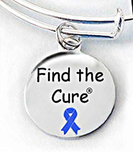 Blue Find the Cure® Ribbon Token Charm - Fashion/Adjustable Bar Bracelet Compatible