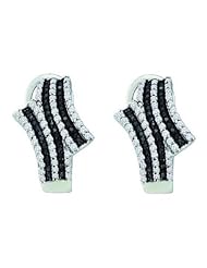 0.94 cttw 14k White Gold Huggie Earrings Black Diamond Huggie Earrings (Real Diamonds: 0.94 cttw)