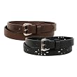Women's 2 for 1 Classic Thin Skinny Leather Style Belts Brown and Black By Milidee