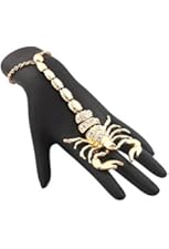 Goldtone Scorpion Adjustable Finger Ring Hand Chain Bracelet