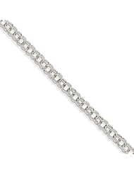 14k White Gold Double Link Charm Bracelet, Best Quality Free Gift Box Satisfaction Guaranteed