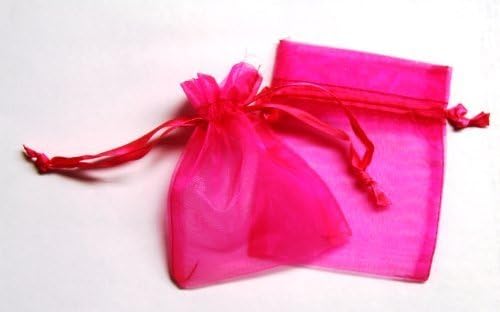 60 Pcs Sheer Organza Drawstring Pouches Gift Bags 6x9 Inches - Hot Pink by Gift Square Organza