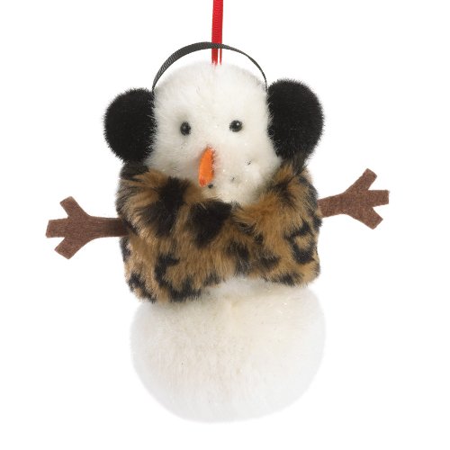 Boyds Plush Snowman With Animal Print Shawl Ornament