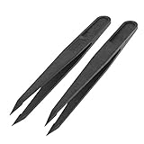 uxcell Bauba　精密ピンセット　プラスチック製　静電防止　反磁性　ウォッチ　ジュエリー　2本入り