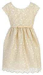 Girls Metallic/Polyester/Satin Polka Dot Print   Dress With a Bow(s) and a Sash 