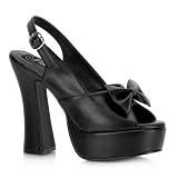 5 Inch Cute Slingback Shoes Chunky Heel Platform Sandal With Bow Black