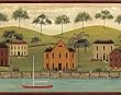 Burgundy Village Harbour Wallpaper Border