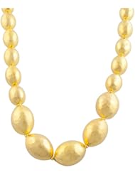 18 Karat Gold over Silver Hammered Graduated Beads Adjustable Necklace (22 Inch)