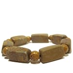 Chrysanthemum Stone Bracelet 03 Stretch Brown Block Gemstone Crystal Healing