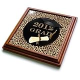 2012 Grad in Cheetah Print and Gold - 8x8 Trivet With 6x6 Ceramic Tile
