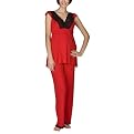 Moody Mamas Maternity Lace Nursing Pajama Set - Red
