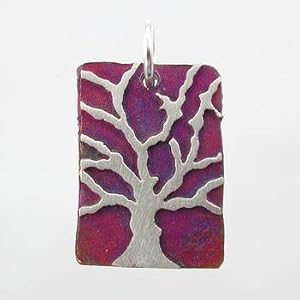 Rectangular Tree of Life Pendant in Sterling Silver with Patina Finish, #9176