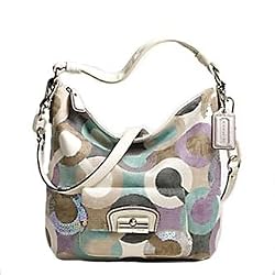 Coach Graphic Op Art Signature Sequin Kristin Shoulder Hobo Bag Purse Multi