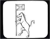 Mouse Pad with funny, black and white , humor, cross, sign, flag, Europe, cartoon, emblem, United Kingdom , horse, anthropomorphism, equine, Scotland