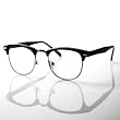 80's - 80's -'Club' - Half frame Clear Lens Wayfarer - Black