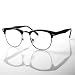 80's - 80's -'Club' - Half frame Clear Lens Wayfarer - Black