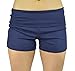 Belle Donne Womens Activewear Fold Over Cotton Yoga Shorts Gym Clothes - Navy/M