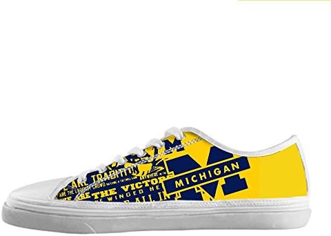 LeonBin Custom NCAA Michigan Wolverines Men's Canvas Shoes Lace-up Sport Sneakers For Adult