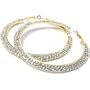 Beautiful X-Large & Blingy Double Ice Crystal Lined 2" Hoop Earrings Yellow Gold Tone by Christina Collection (2 Inch)