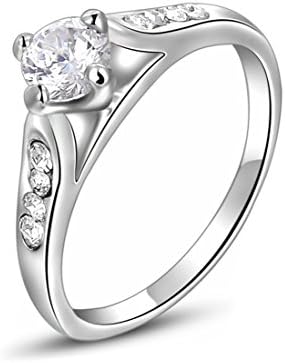 Round Cut Austrian Crystal Women Engagement Ring White Gold Plated WA669 (7)