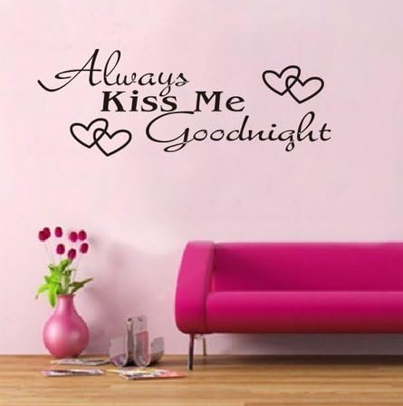 WOW!STickeRs Black Always Kiss Me Goodnight Wall Decal Sticker Home Art (BLACK 1)