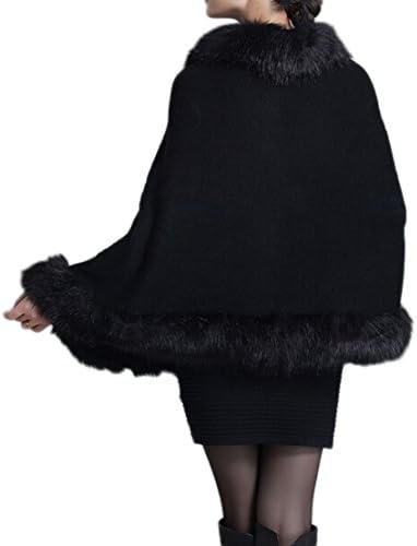 OriginC Women's cashmere sweater shawl cape coat (one size, black)