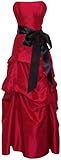 IMAGE OF Strapless Taffeta Bridesmaid Prom Holiday Formal Gown Long Dress Junior Plus Size, XL, Red