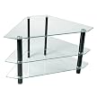 Glass/Steel Corner TV Stand - Clear/ Black (44")