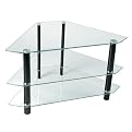 Glass/Steel Corner TV Stand - Clear/ Black (44")