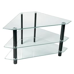 Glass/Steel Corner TV Stand - Clear/ Black (44")