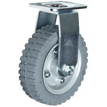 E.R. Wagner Pneumatic Plate Caster, Rigid, Soft Rubber Wheel