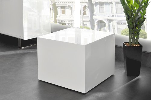 Couchtisch Cube Bloc 50x50 cm Hochglanz Weiss lackiert Beistelltisch