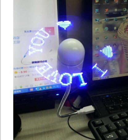 Ebimay ® LED Programmable Message Fan W/custom Drawing - USB Powered (Blue Led)