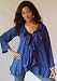 NAVY JACKET BLOUSE RUFFLE FRILLY TIES FEMININE - FITS - M L 1X 2X - Y458S - LOTUSTRADERS