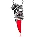 Men's Stainless Steel Pendant Necklace Crystal Silver Red Dragon Wolf Tooth Tribal -with 23 inch Chain