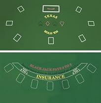 Da Vinci 2-Sided Texas Holdem & BLackjack Casino Felt Layout 36" x 72"