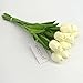 FatColo Artificial Tulip Flowers, PU Stunning Holland Mini Tulip Flowers, Real Touch Flowers for Decoration Room Home Hotel Party(White)