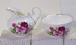 English Bone China Creamer & Open Sugar - Summer Rose Decor